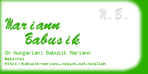 mariann babusik business card